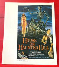 Listing image for House On Haunted Hill Vincent Price Movie/Film Poster Art PICTURE/PRINT 12"x 9.5