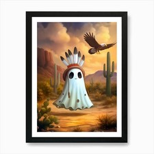 Listing image for Native American Ghost Art Print Framed Wall Art Poster Canvas Print Picture