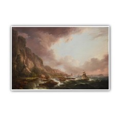 Listing image for Portencross Castle Painting Style Wall Art from 1850s Printed on Metal Sign