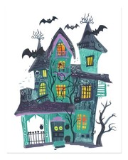 Listing image for Spooky Haunted House Wall Art Poster for Halloween Decor Home Decor