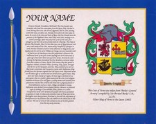 Listing image for SCOTTISH HERITAGE COAT OF ARMS & SURNAME HISTORY PRINT 10" x 8" & A4 FREE GIFT