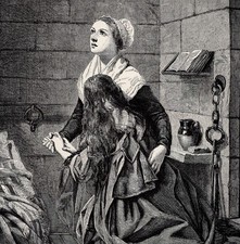 Listing image for DINAH AND HETTY - Victorian Prison Scene Women Praying 1892 Antique Engraving
