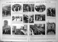 Listing image for Antique Print Damaged Prince Wales Welsh Tour Conway Castle St. Asaph 1923