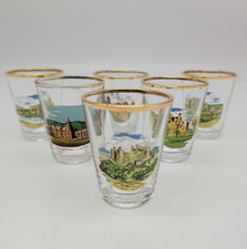 Listing image for Shot Liquor Glasses x6 Decorated With Welsh Castles + 1 Scottish 5.8cm 50ml