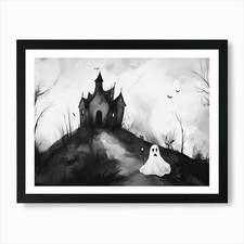 Listing image for Ghost In A Castle Art Print Framed Wall Art Poster Canvas Print Picture