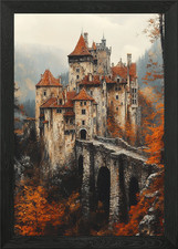 Listing image for Medieval Castle in Autumn Framed Wall Art Poster Canvas Print Picture