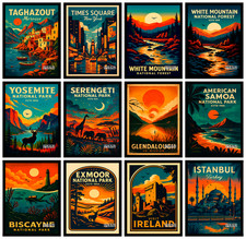 Listing image for Iconic World Cities Poster | Travel Skyline Wall Art Print | Home Interior Decor