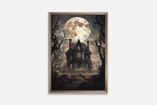 Listing image for Haunted House Halloween Vintage Print. Spooky Wall Art. Gothic home decor. Dark