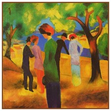Listing image for August Macke Lady in a Green Jacket Vintage Art Print Poster Wall Decor Visual F