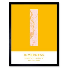 Listing image for Inverness Scotland UK City Map Typography Framed Wall Art Print 12x16 In