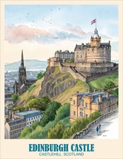 Listing image for Sunset over Edinburgh Castle – Scottish Heritage Landscape Art Print A1-A4 Poste
