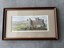 Listing image for Harlech Castle print 11” width framed. Welsh. Wales. Landscape. Art