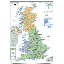 Listing image for UK Map Poster United Kingdom MAP England Great Britain Wales Laminated Poster