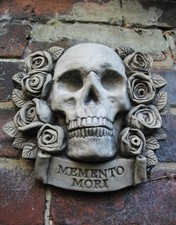 Listing image for Skull with Roses Garden Wall Hanging: Memento Mori Gothic Decoration Ornament