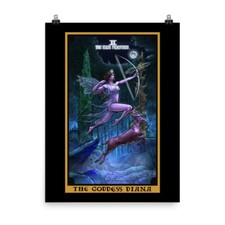 Listing image for The Goddess Diana The High Priestess Tarot Card Poster Celtic Witch Wall Art