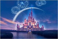 Listing image for Disney Castle Fireworks Cartoon Film Large Wall Art Framed Canvas Picture 20x30"