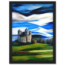 Listing image for Doune Castle Scottish Saltire Sky Modern Framed Wall Art Picture Print A3