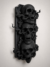 Listing image for Triple Skull Wall Sculpture – Gothic Horror Wall Art Multi Colour