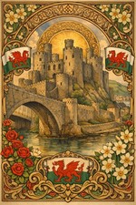 Listing image for 🏰 Welsh Castle Retro Poster - 24x36” - Premium Art Print 200GSM Paper