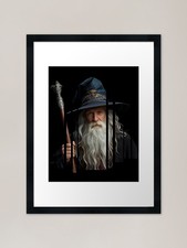 Listing image for Merlin wizard with staff and hat 2 Framed Wall Art Poster Canvas Print Picture