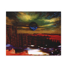 Listing image for Ghost Moon Wall Art Canvas Landscape Sci-Fi 20"x16" Mystic Alien Planet Modern
