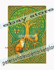 Listing image for Guardian Tree Celtic Tin Sign forest folklore art poster shop