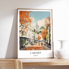 Listing image for 3 Cardiff Poster, Wales Poster, UK Poster, Welsh Decor, European Poster, Castle