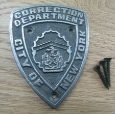 Listing image for NEW YORK CORRECTION DEPARTMENT prison jail cast iron wall door sign plaque