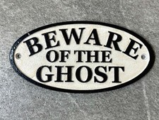 Listing image for Beware Of The Ghost Sign Halloween Plaque Cast Iron 17cm Gate Door Wall Mount