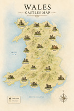 Listing image for Wales Castles Map Historic Welsh Castle Locations Poster Print Framed Canvas Art